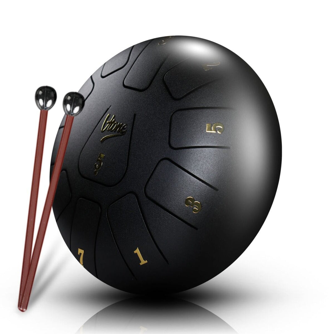Tongue Drum 8" Nero incl. accessori (11 toni)