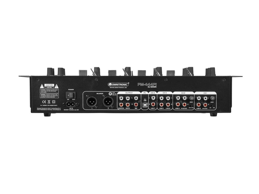OMNITRONIC PM-444Pi Mixer DJ a 4 canali con Player e interfaccia USB