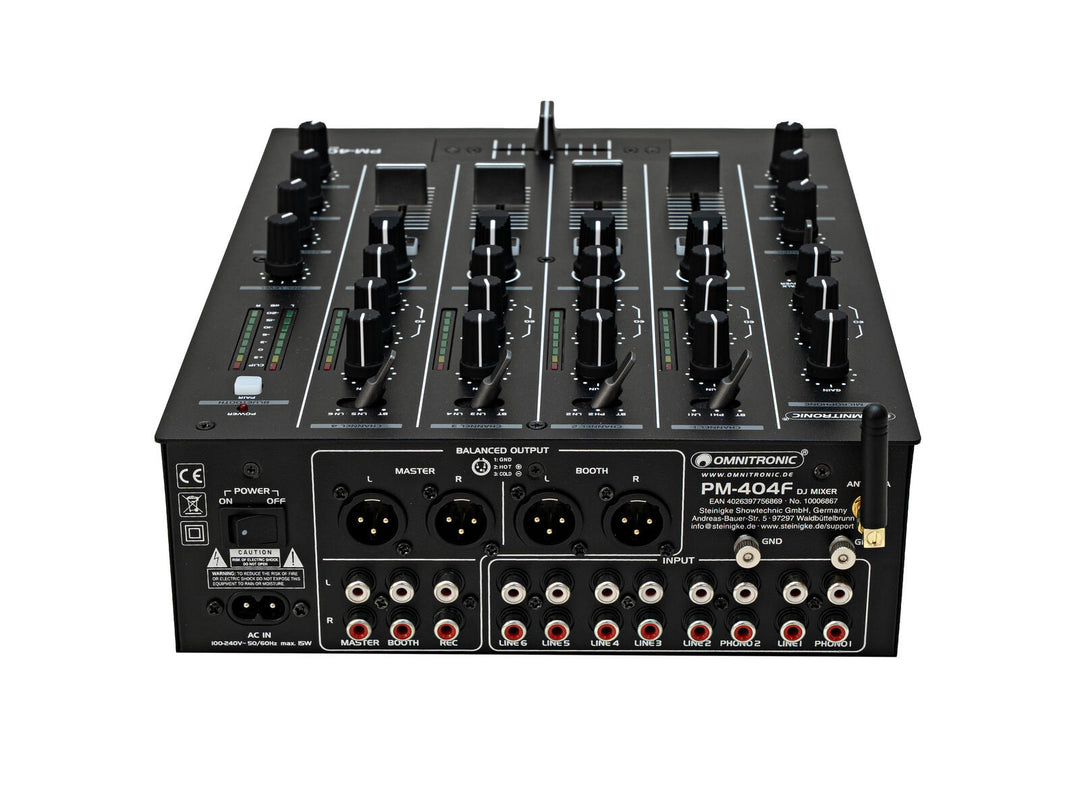 OMNITRONIC PM-404F Mixer DJ a 4 canali con filtro e Bluetooth