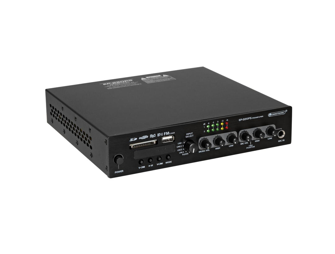 OMNITRONIC EP-220PS Preamplificatore con lettore MP3, Bluetooth e radio FM 9.5"