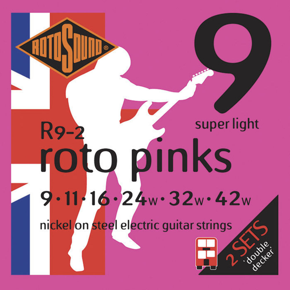 Corde per chitarra elettrica Rotosound Roto Pinks R9-2 Double Decker 9-42