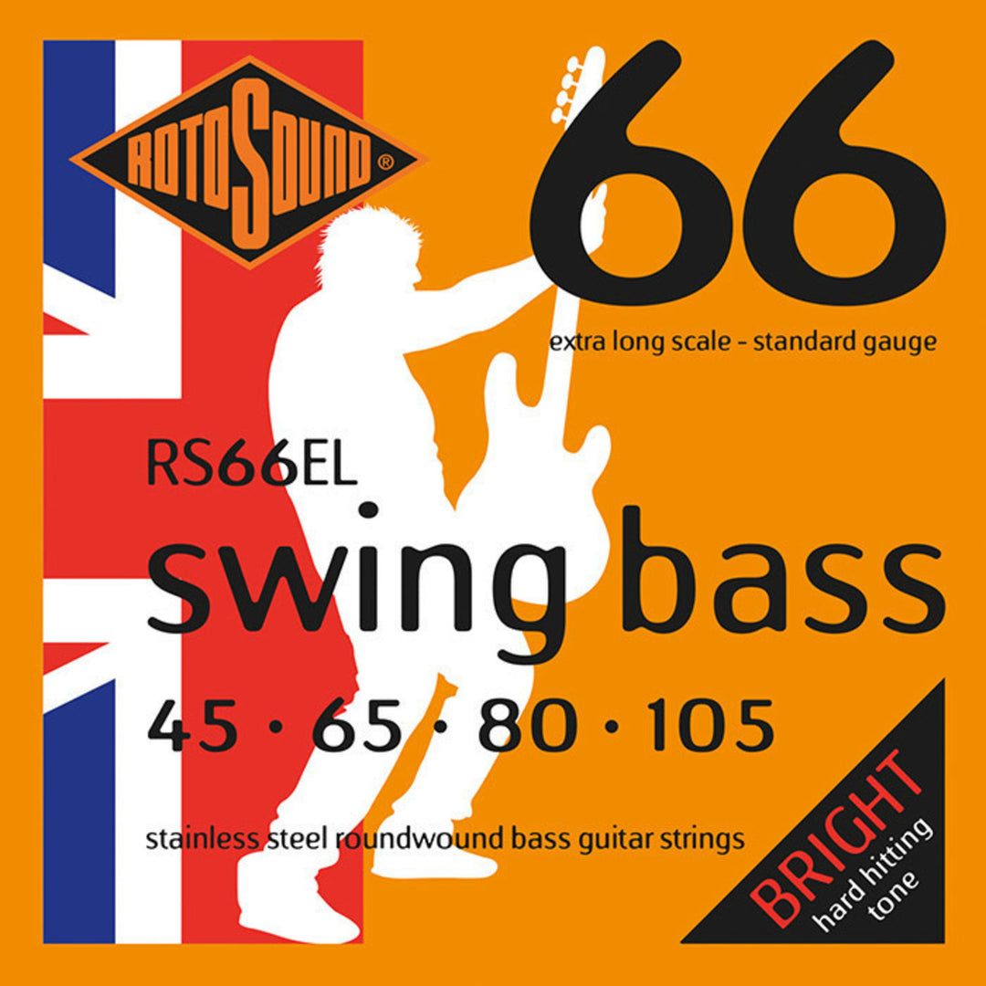 Rotosound Corde per basso elettrico Swing Bass 66 - Set 4 corde Ex long Custom 45-105 (RS66EL)