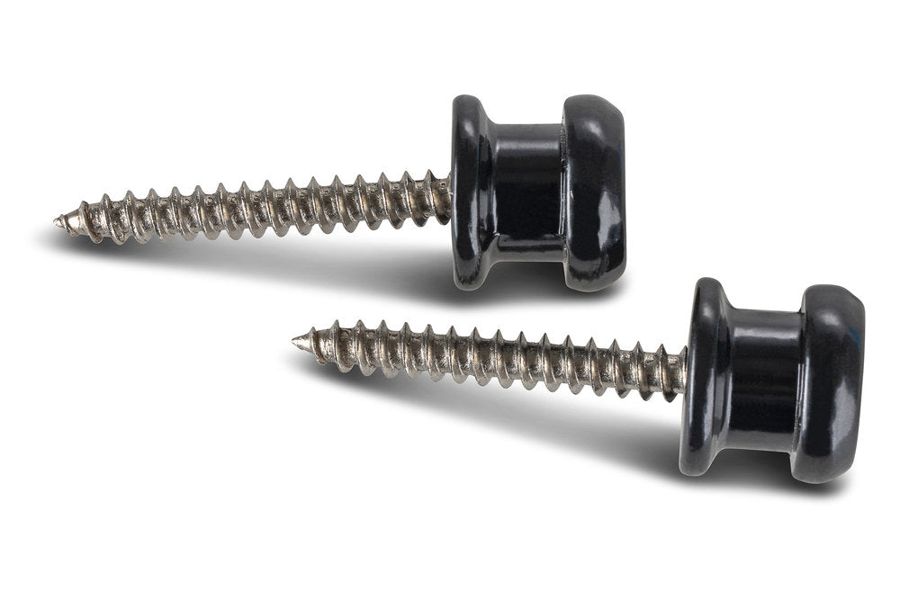 Fire & Stone Security Lock bottone per tracolla, nero lucido, 2 pezzi
