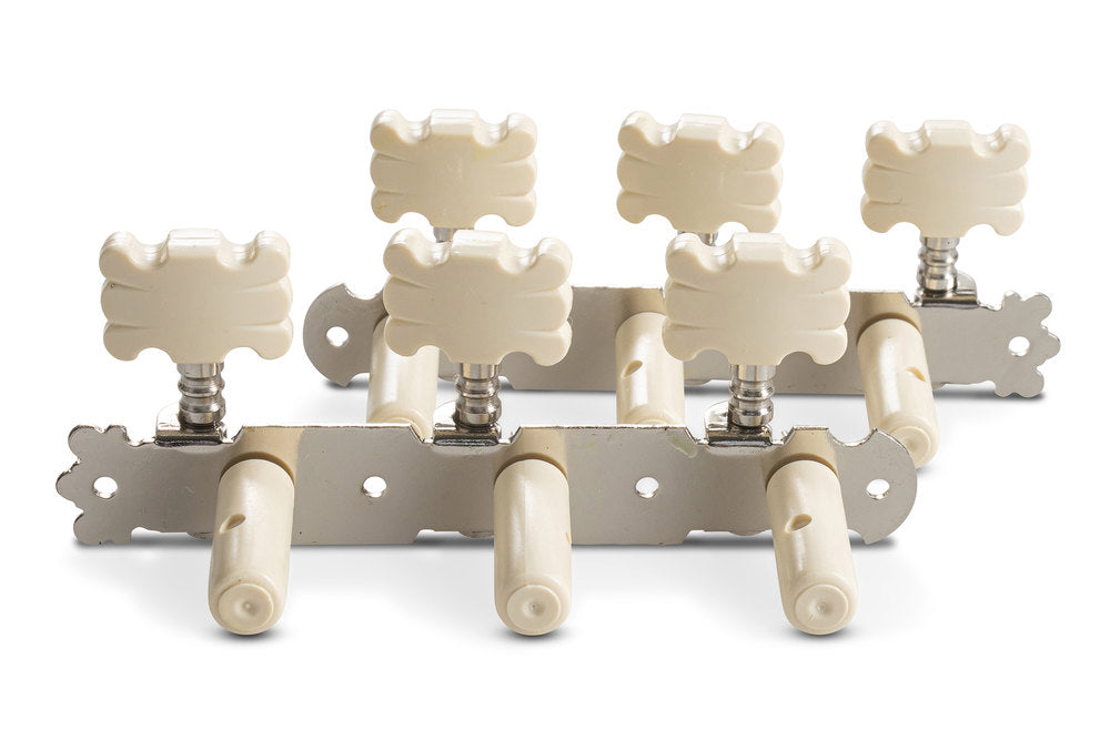 Meccaniche per chitarra classica GEWA, cromate senza lira, bottoni color crema