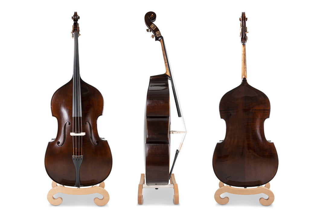 GEWA Georg Walther contrabbasso 4/4, massiccio, forma da viola da gamba, vernice marrone scuro