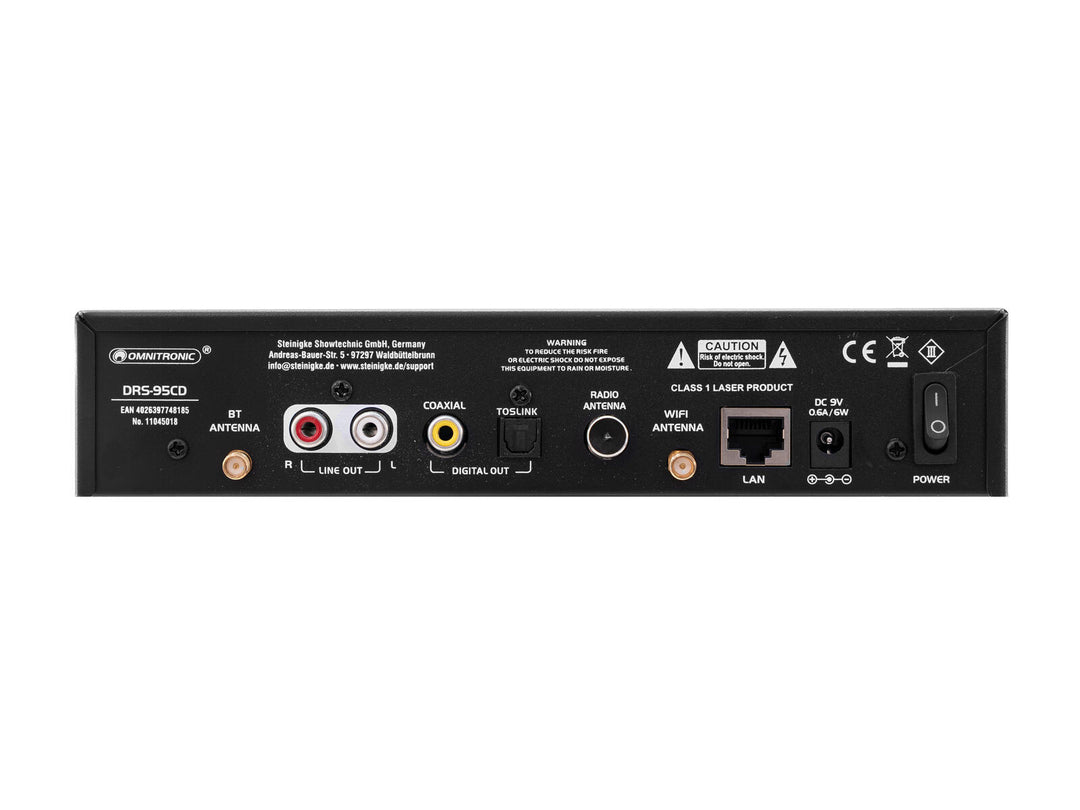 OMNITRONIC DRS-95CD radio Internet con DAB+, Bluetooth e lettore CD