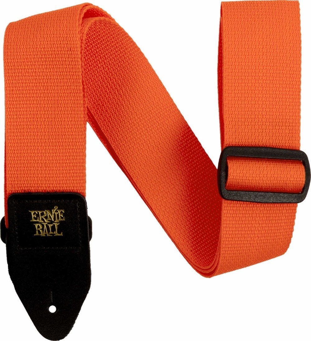 Ernie Ball 5353 Cinghia per Chitarre Poly Orange con pelle Black