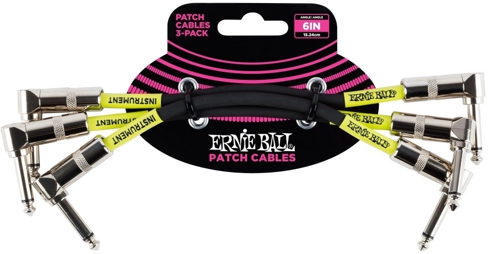 Ernie Ball EB-6050 Patch Cable Black 15 cm, 3-pack