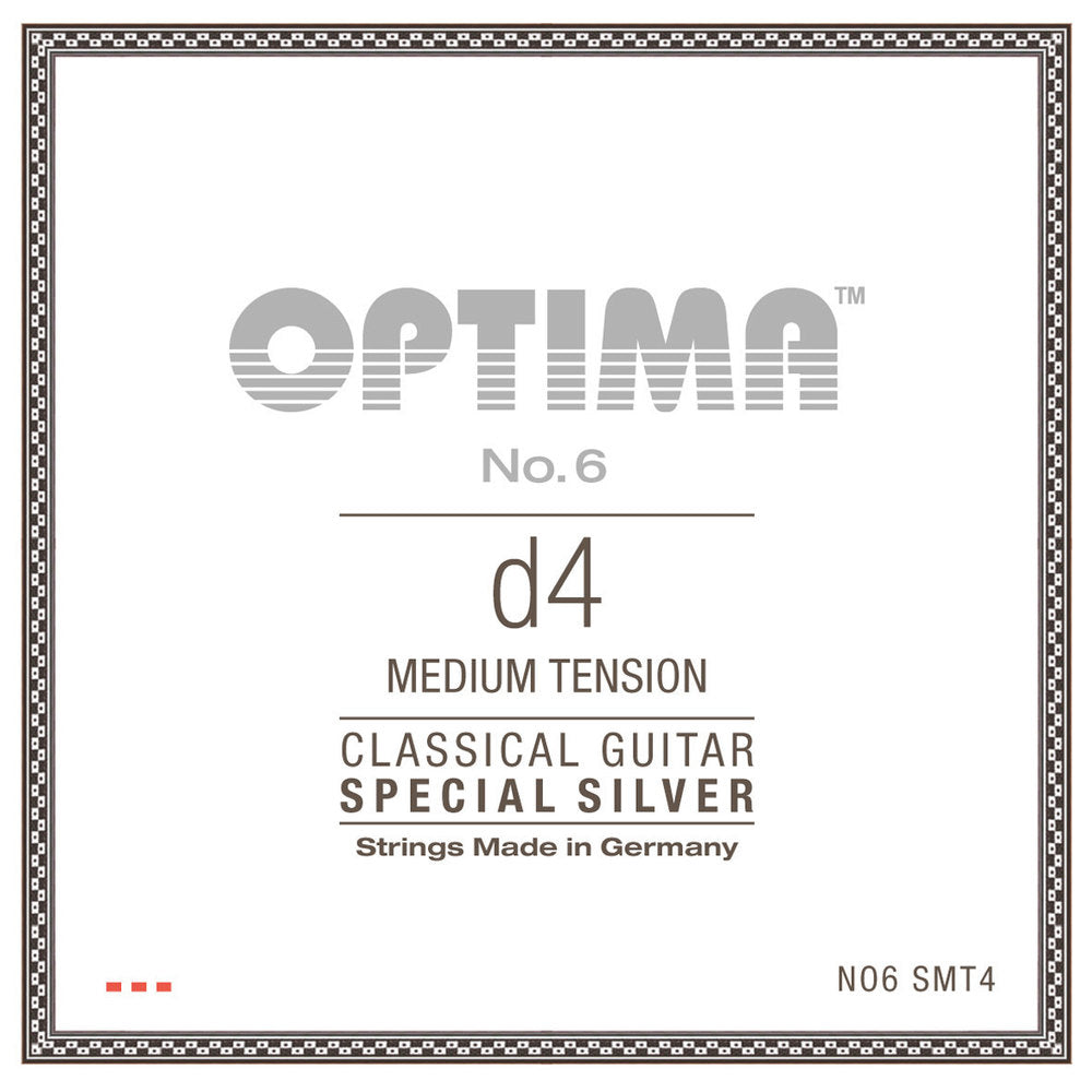 Optima No. 6 corda D4 per chitarra classica, argentata, tensione medium