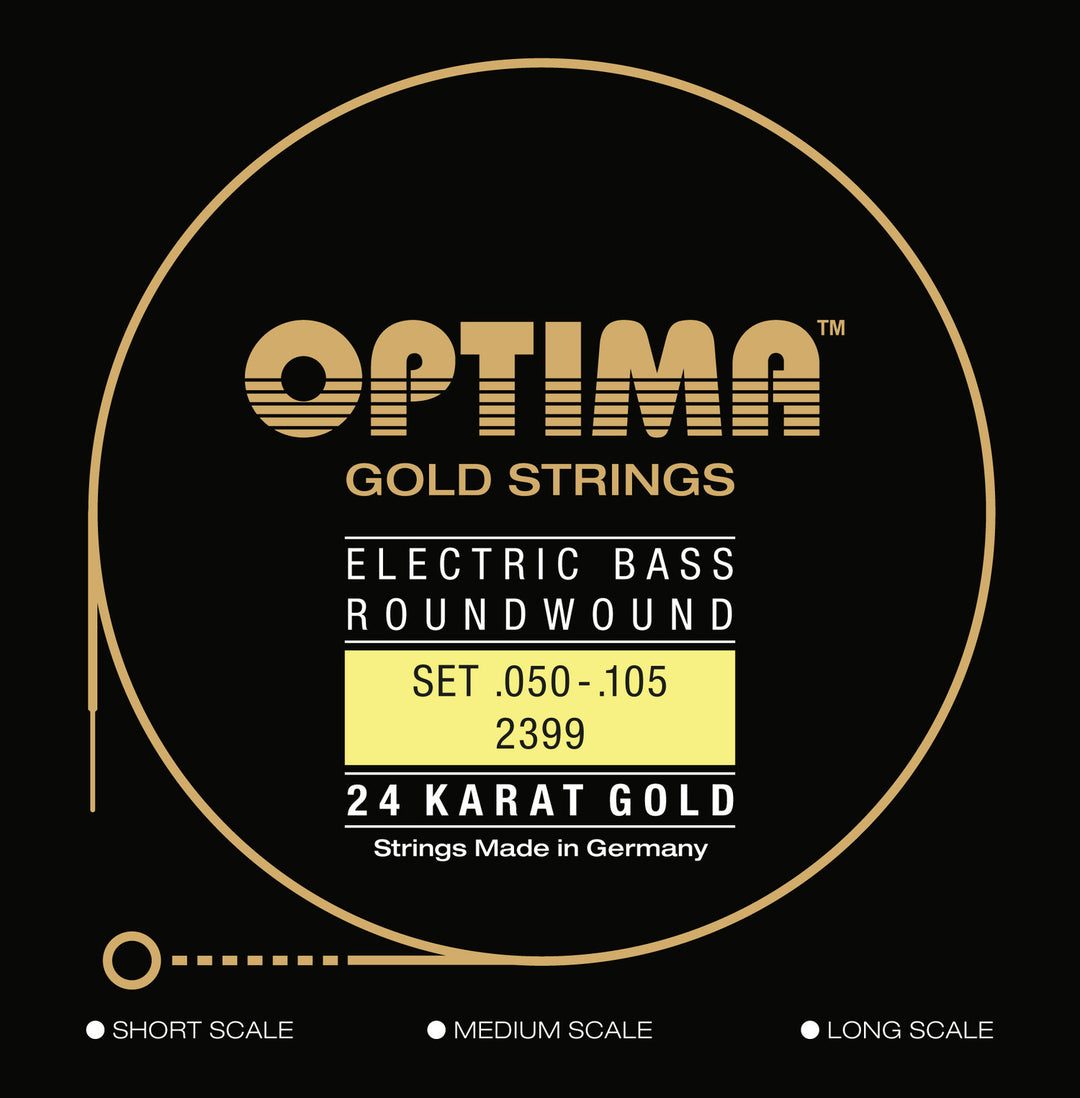 Optima Corde per basso elettrico Gold Strings Round Wound long scale - Set 4 corde medium (2399M)