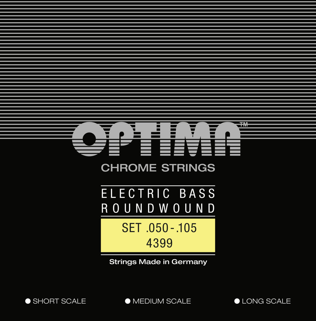 Corde per E-Bass Optima Chrome Strings Round Wound Long Scale - Set 4-string medium (4399M)