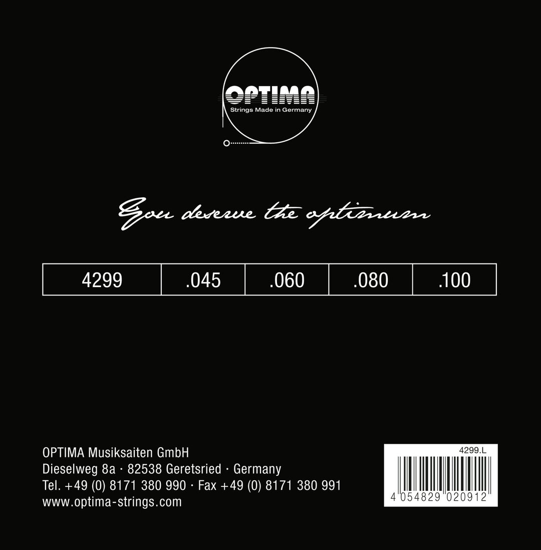 Optima corde per basso elettrico Chrome Strings. Round Wound Short Scale - set 4299S (4-str. short-scale)