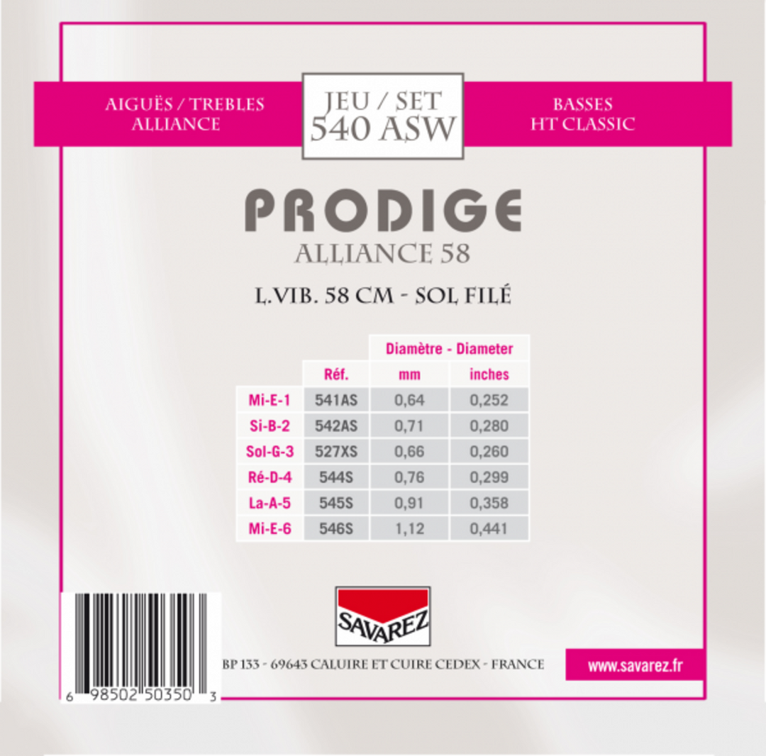 Savarez Strings for classic chitarre Prodige 38 Children's Guitar - 3/4-7/8 Carbon Gw (540ASW)