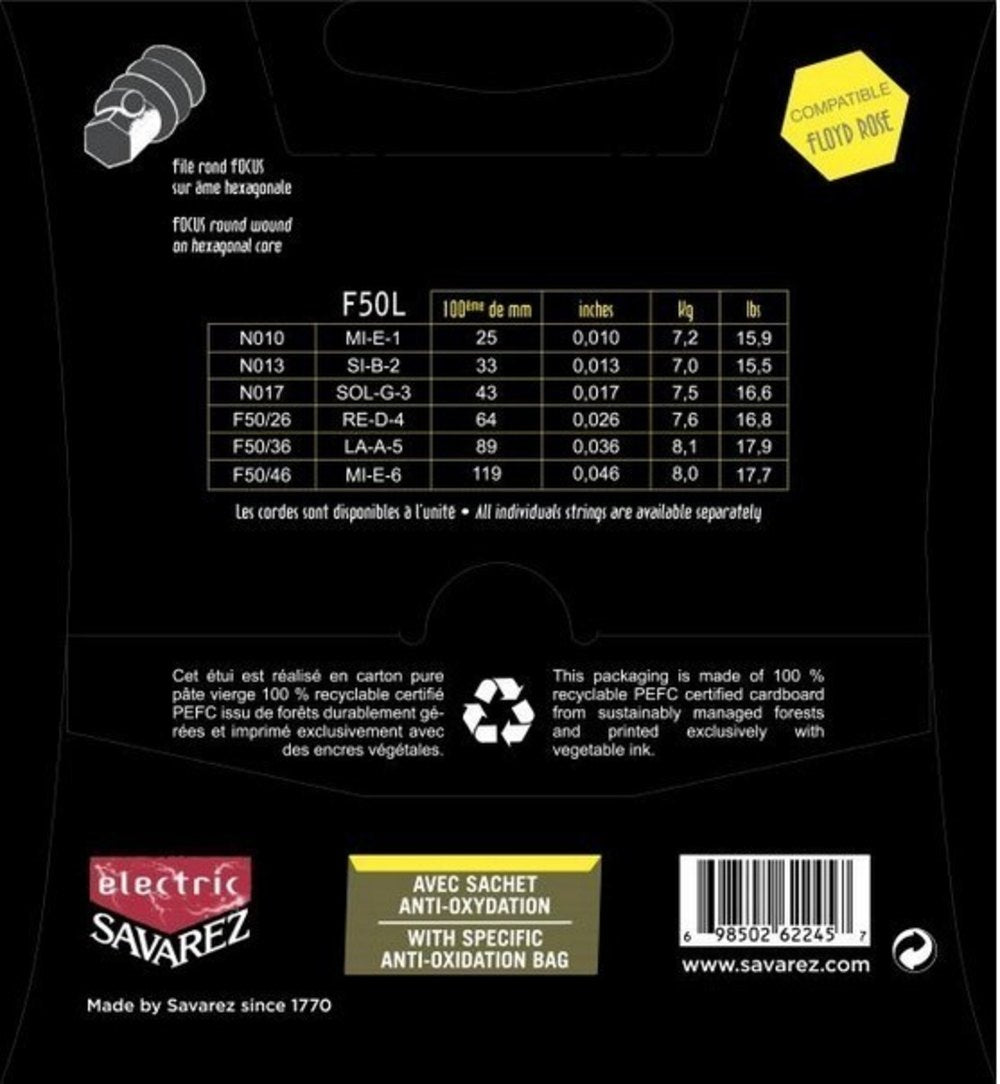 Savarez F50L Focus corde per chitarra elettrica, light .010 a .046