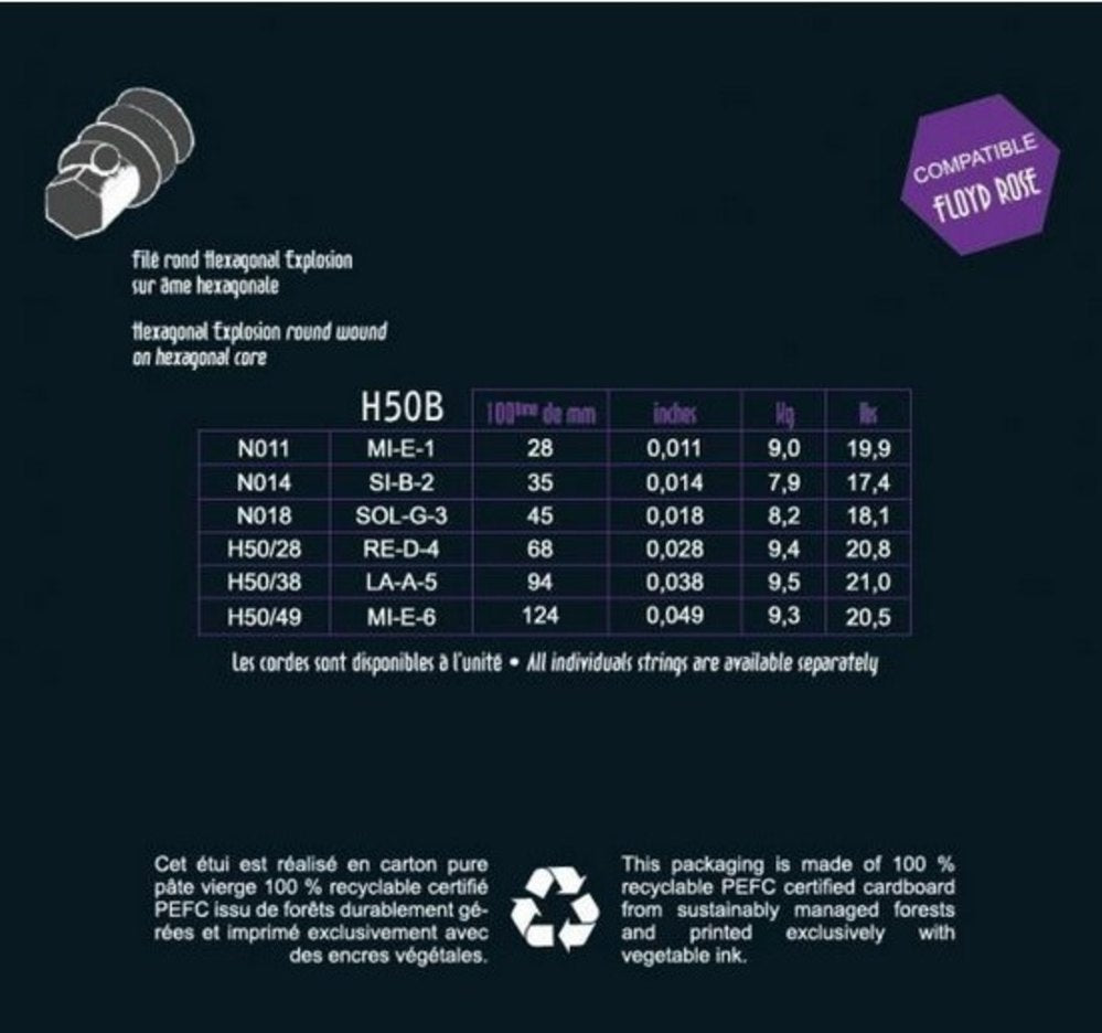 Savarez H50B Hexagonal Explosion corde per chitarra elettrica, blues .011 fino a .049