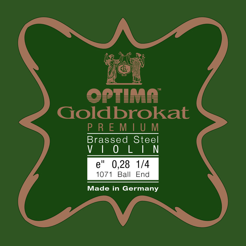Optima Goldbrokat Premium Brassed corda E per violini 1/4, 0,28 mm, pallino