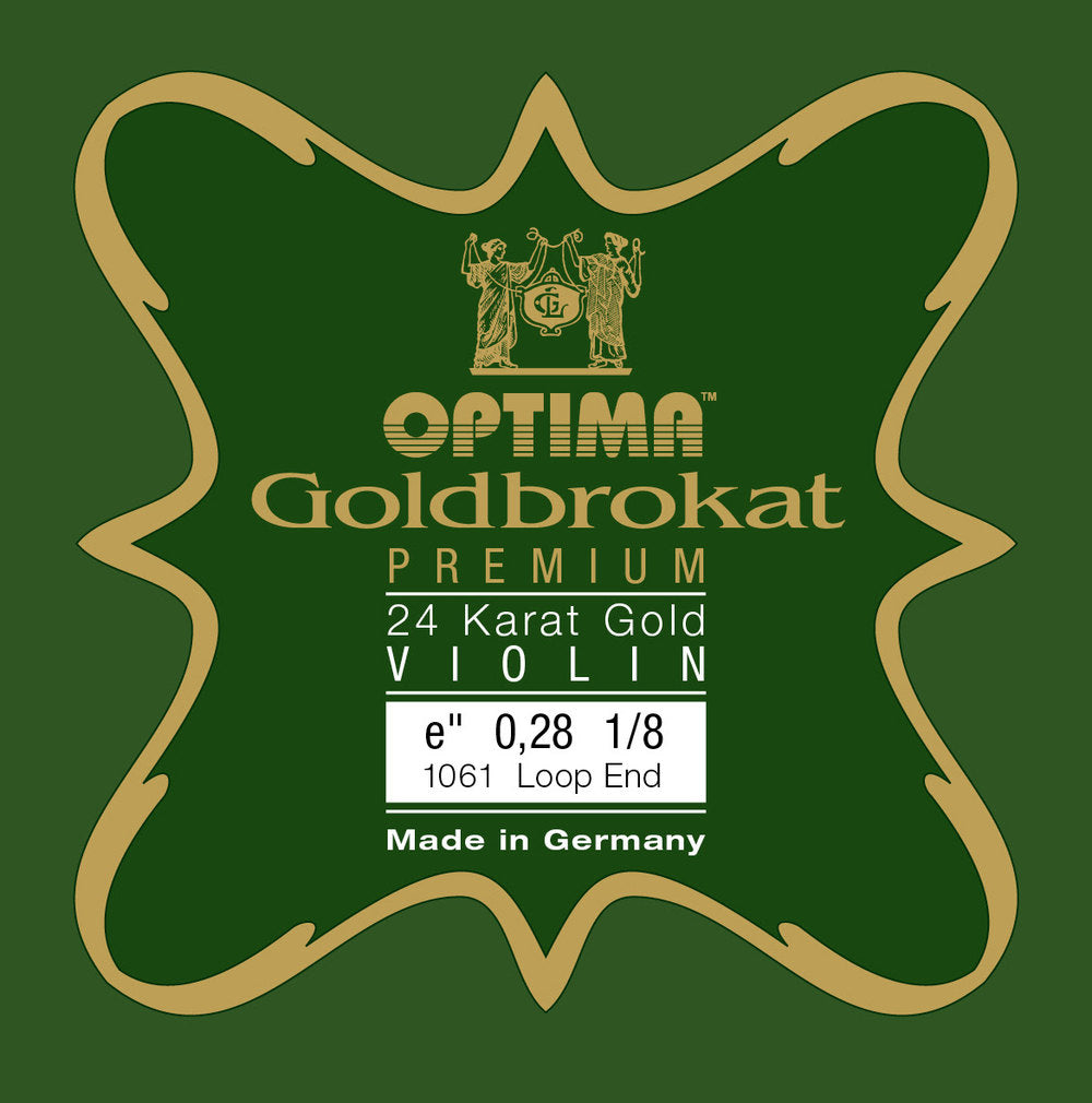 Optima Goldbrokat 24K Gold corda E per violino 1/8, 0,28 mm, asola