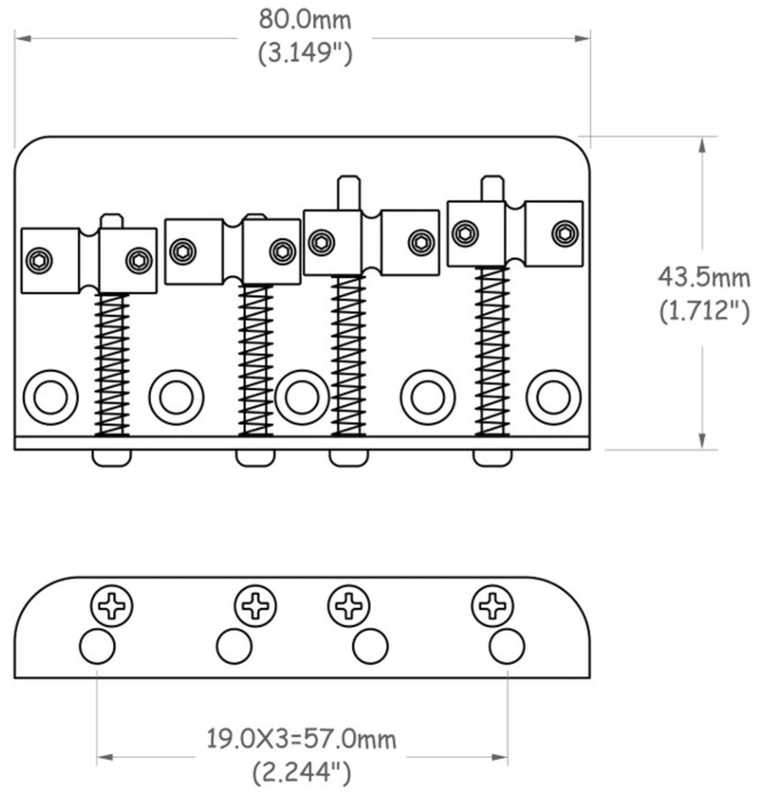 Ponte per basso elettrico Partsland a 4 corde - cromato
