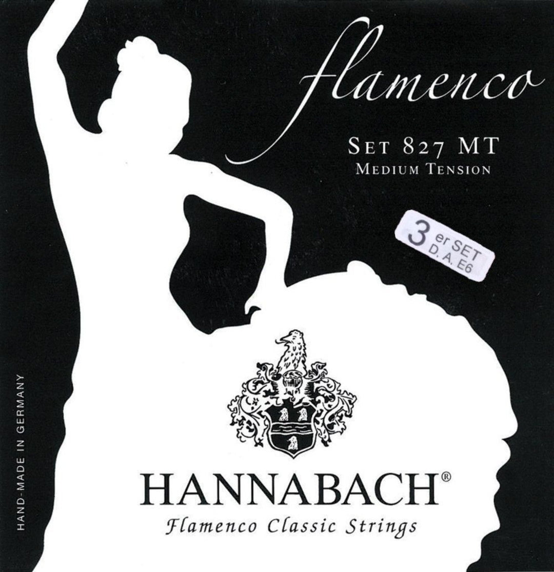 Hannabach Strings per chitarre classiche Serie 827 Tensione media Flamenco - Set di 3 bassi (8277MT)