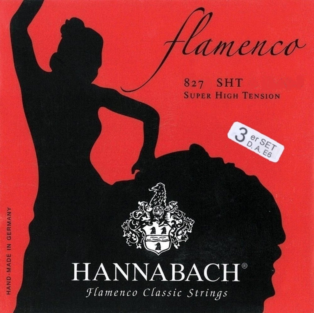 Hannabach Strings per chitarre classiche Serie 827 Super High Tension Flamenco - Set di 3 bassi (8277SHT)