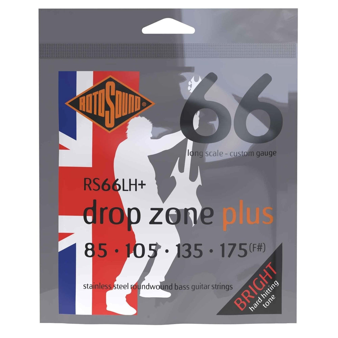 Corde Rotosound per basso elettrico Swing Bass 66 - Set a 4 corde DROP ZONE PLUS Custom 85-175 (RS66LH+)
