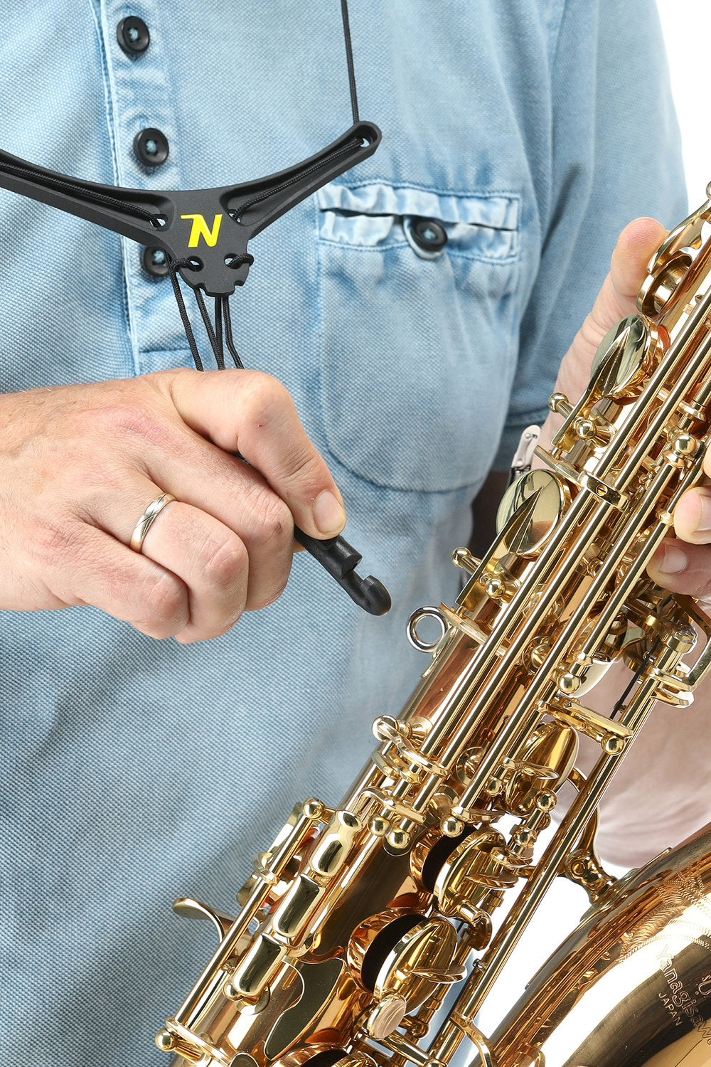 Neotech Bravo Strap tracolla per saxofono con struttura metallica, nera opaca