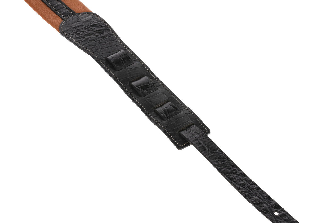 GEWA Guitar Straps Prestige 65 padded Security Locks - sabbia asciutta/nero