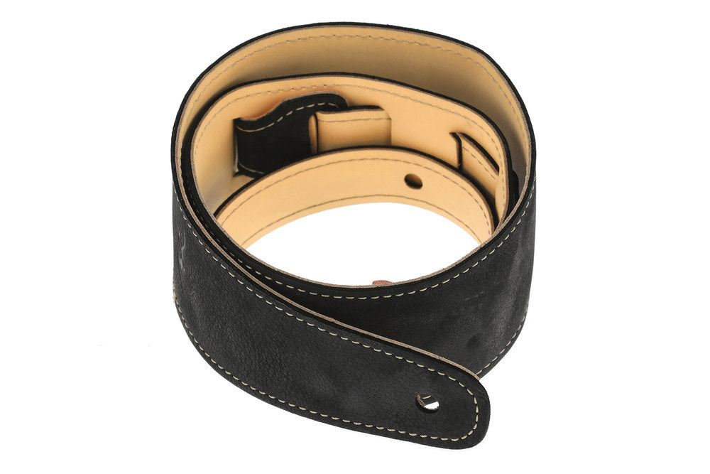 GEWA Regular 70 tracolla per chitarra in pelle, Satin Black