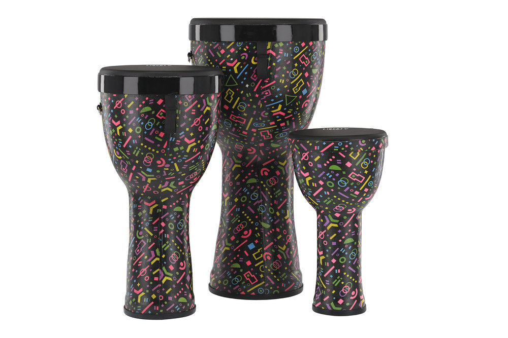 GEWA Liberty Series set di djembe impilabili 8", 10" e 12", Crazy Neon