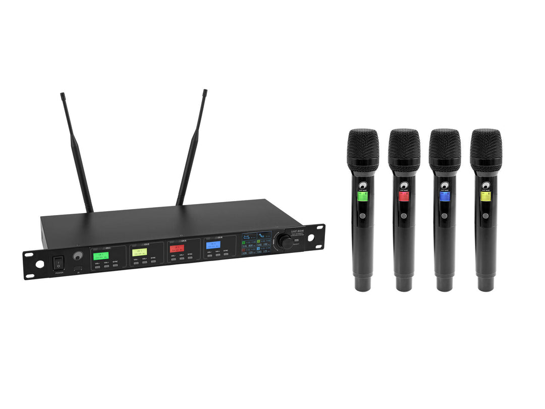 OMNITRONIC UHF-604 Sistema wireless per Microfoni a 4 canali 520-554 MHz
