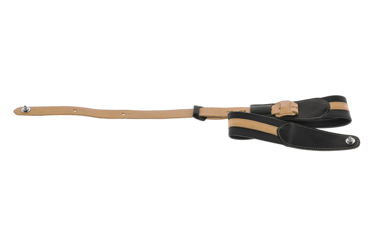 GEWA Guitar Straps Prestige 65 padded Security Locks - black punctured/brown