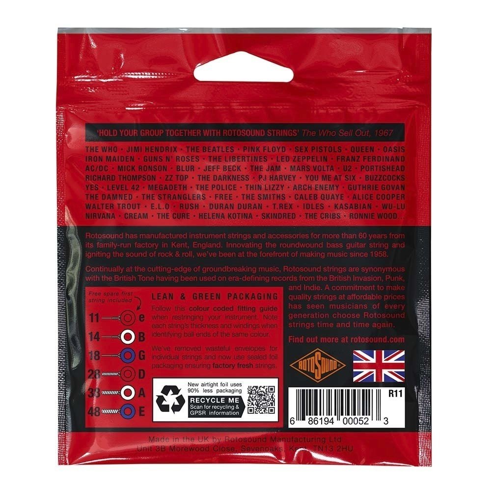 Corde per chitarra elettrica Rotosound Roto Reds R11 11-48