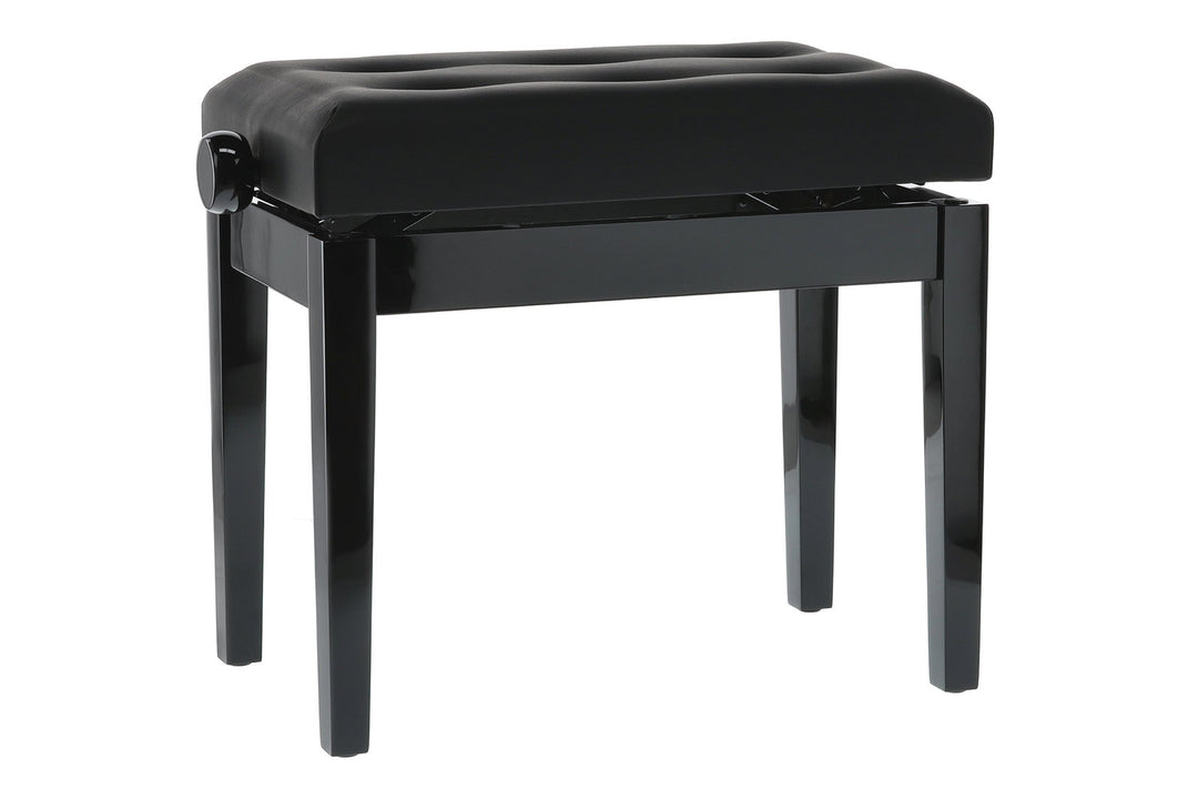 GEWA Piano bench Deluxe Leather Black, Highgloss - Black cover made of pelle sintetica