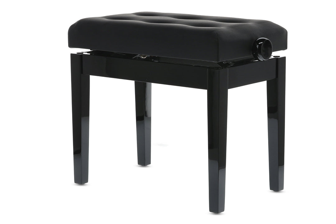 GEWA Piano bench Deluxe Leather Black, Highgloss - Black cover made of pelle sintetica