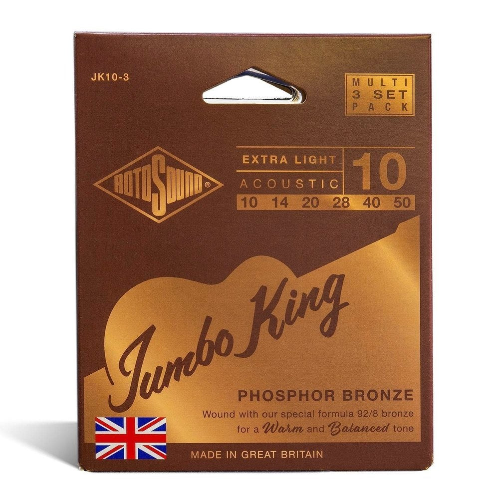 Rotosound Jumbo King JK10-3 corde per chitarra folk 10-50, 3 set