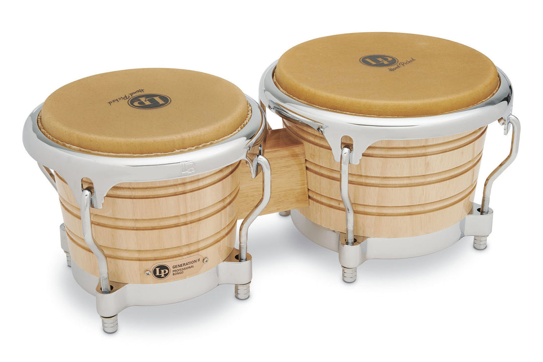 Latin Percussion Bongo Generation II in legno - Natural, Chrome HW (LP201AX-2)