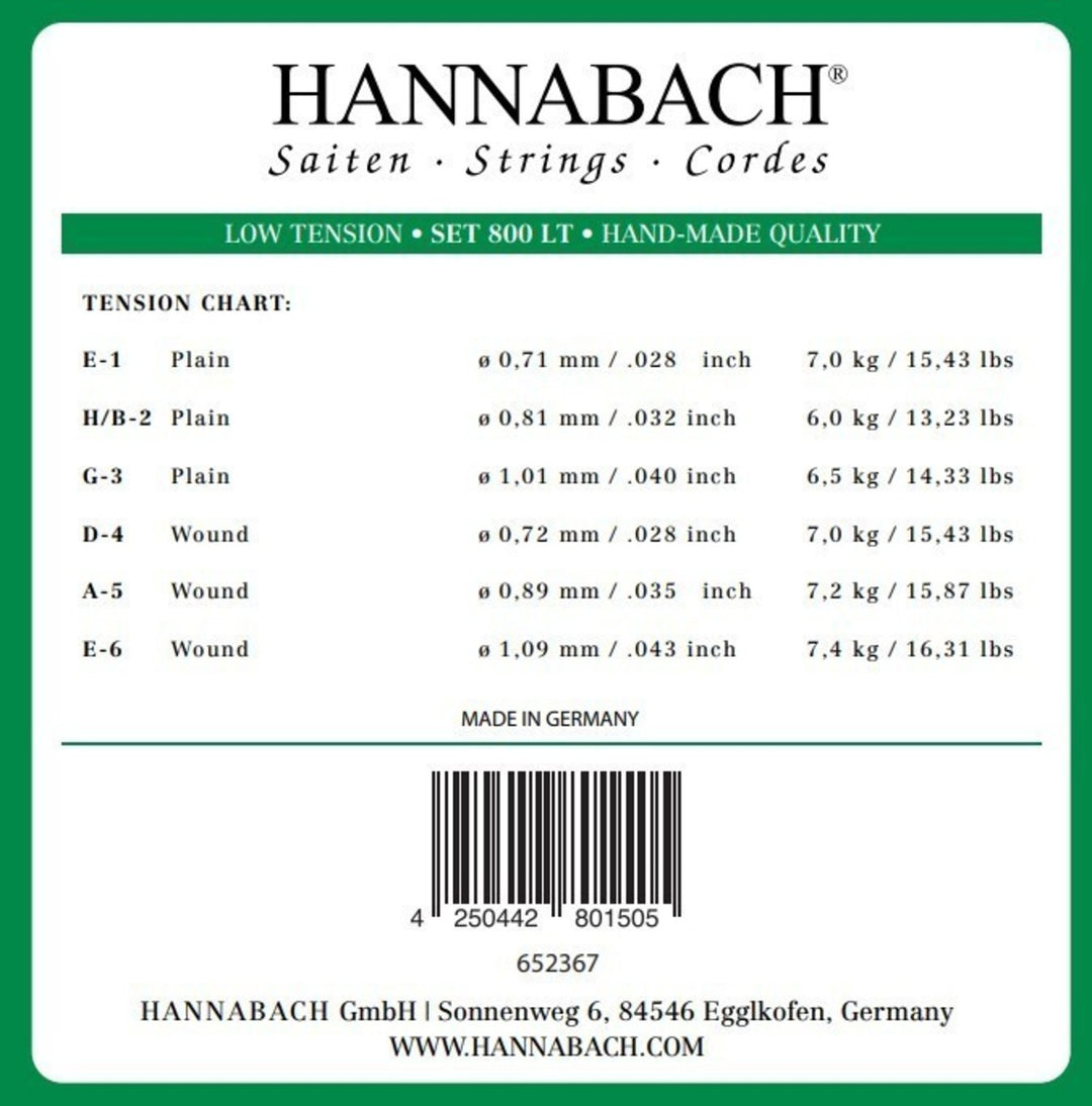 Hannabach Strings for classic guitar Serie 800 Low tension Silver plated - Set low (800LT)