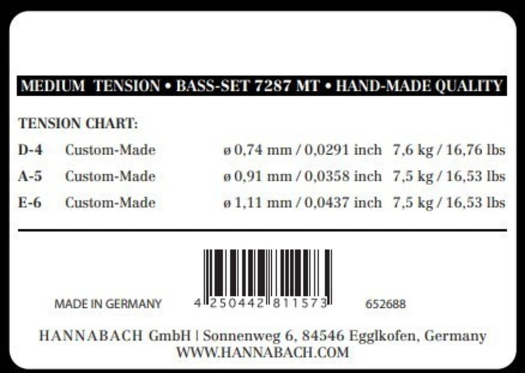 Hannabach Strings for classic guitar Series 728 Medium Tension Custom Made - 3er Bass medium (7287MT)
