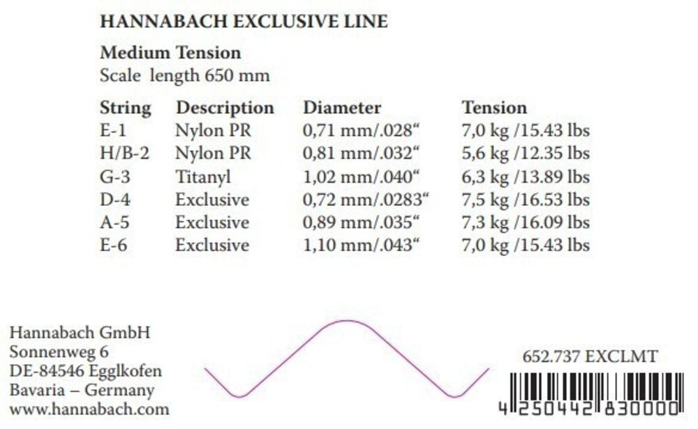 Hannabach Exclusive E1 corda acuta, chitarra classica, medium tension