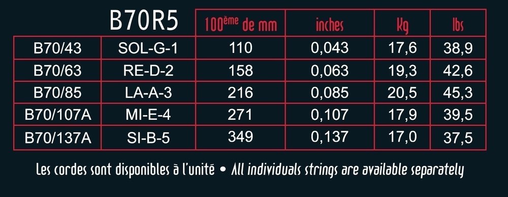 Corde per basso a 5 corde Savarez B70R5 Hexagonal Explosion, Ricco