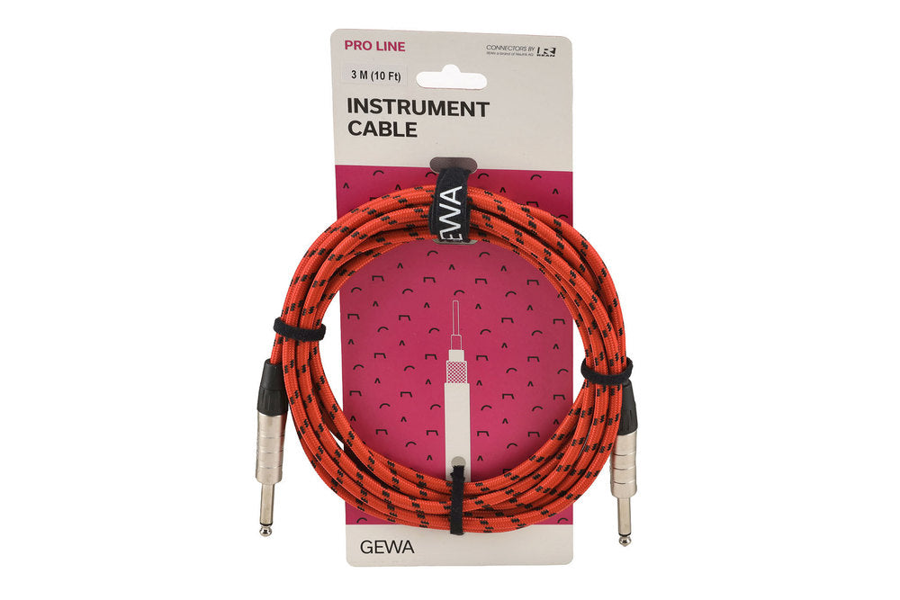GEWA Pro Line cavo per strumento 3 m, tweed nero-rosso, jack diritto