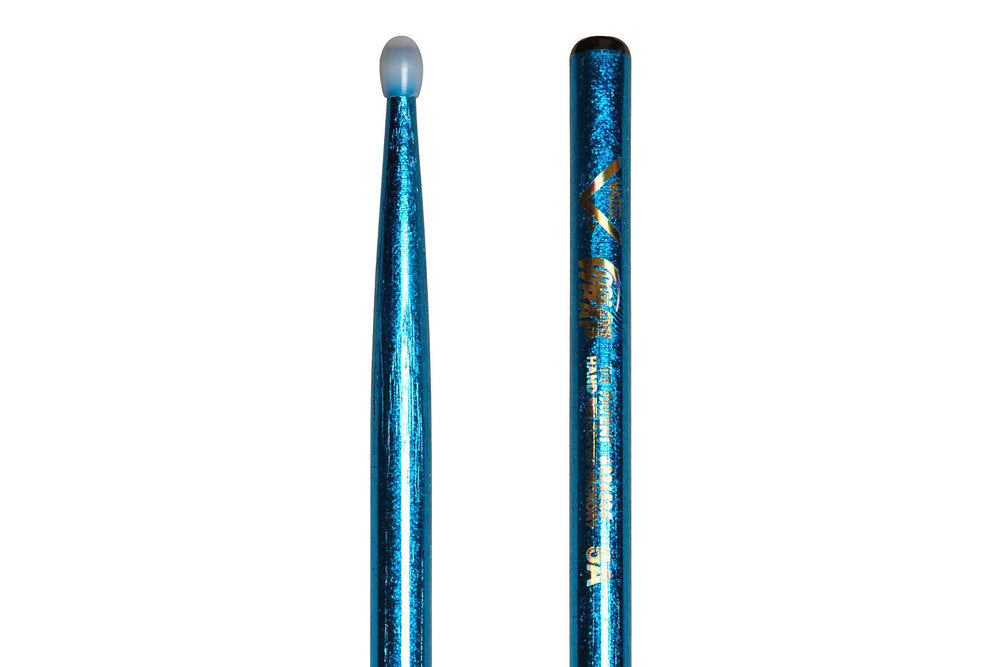 Vater Color Wrap 5A Blue Sparkle bacchette per batteria, hickory, punta in nylon