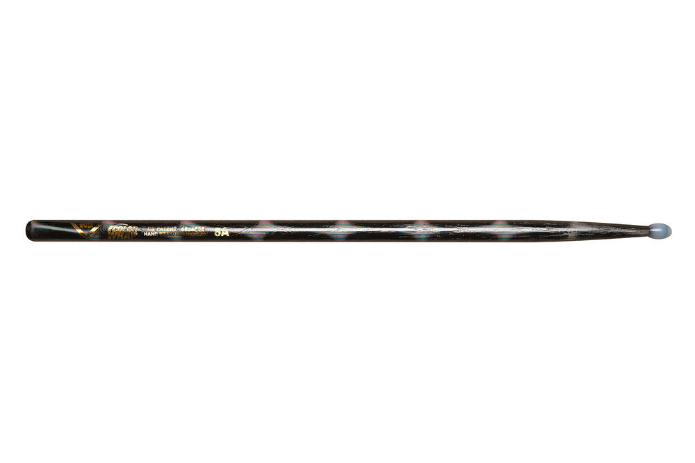 Vater Color Wrap 5A Black Optic bacchette per batteria, hickory, punta in nylon