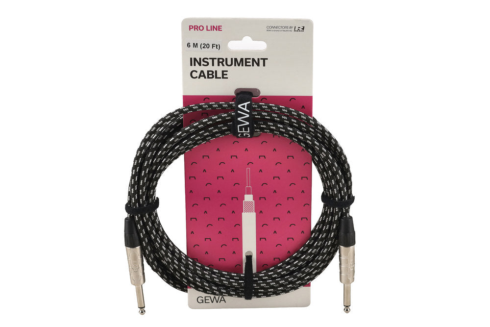 Cavo per strumenti GEWA Pro Line 6 m, tweed nero-bianco, jack dritto