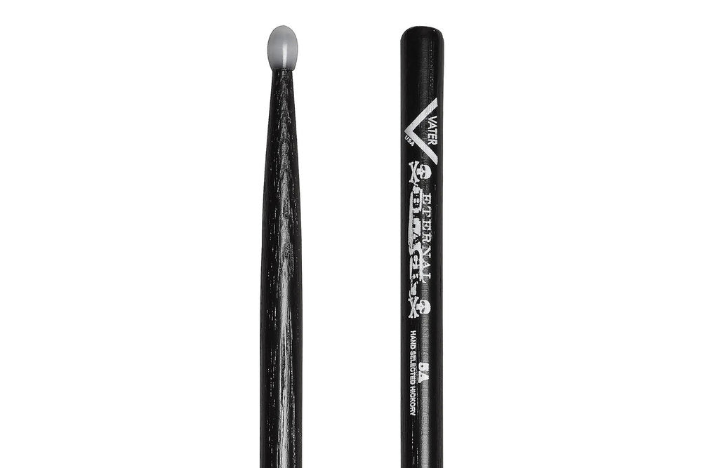 Vater Eternal Black 5A bacchette per batteria, hickory, punta in nylon