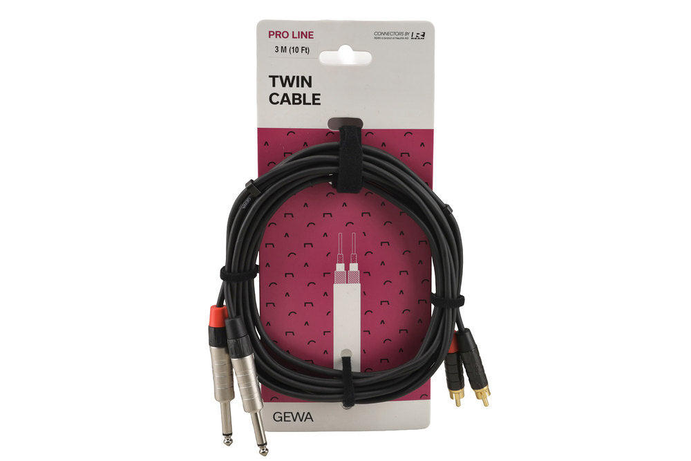 GEWA Pro Line cavo doppio 3 m, 2 x jack a 2 x cinch