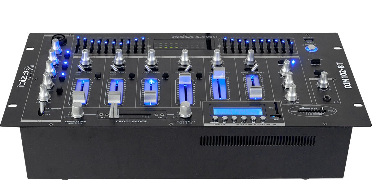 Ibiza 6-channel Mixer/12 inputs w. USB and Bluetooth