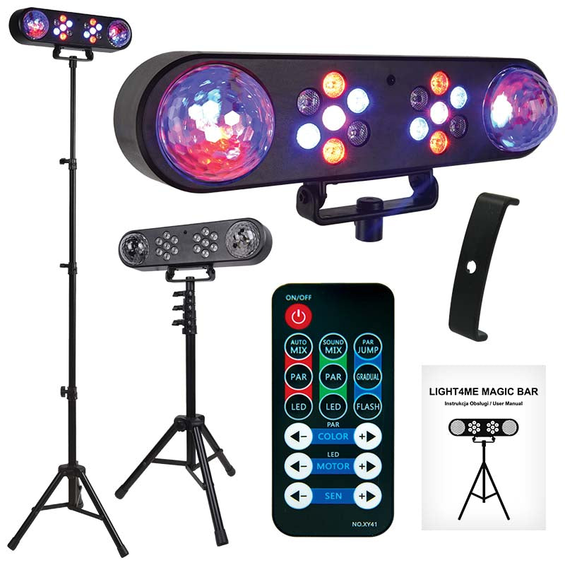 LIGHT4ME MAGIC BAR effetto discoteca con sfera a specchi LED PAR + stativo + telecomando