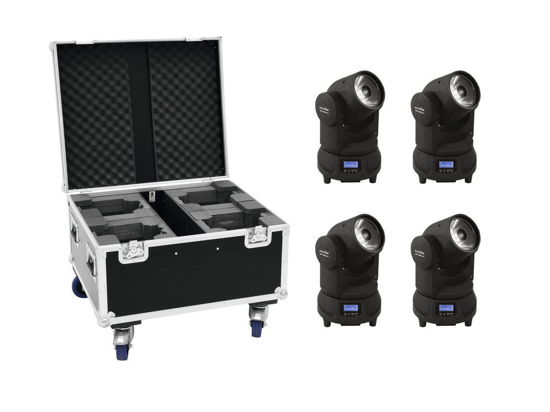 EUROLITE Set 4x LED TMH-X1 Teste Mobile Beam + Custodia