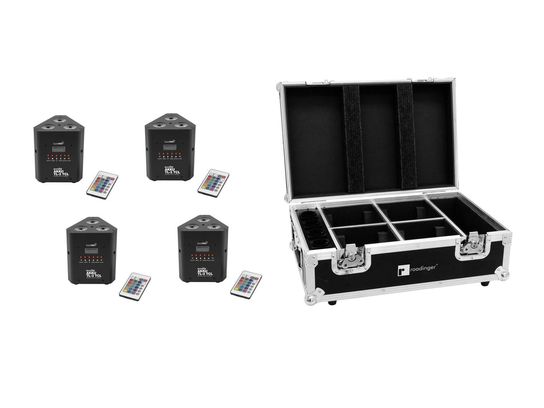 EUROLITE set 4x AKKU TL-3 TCL QuickDMX + case con funzione di ricarica